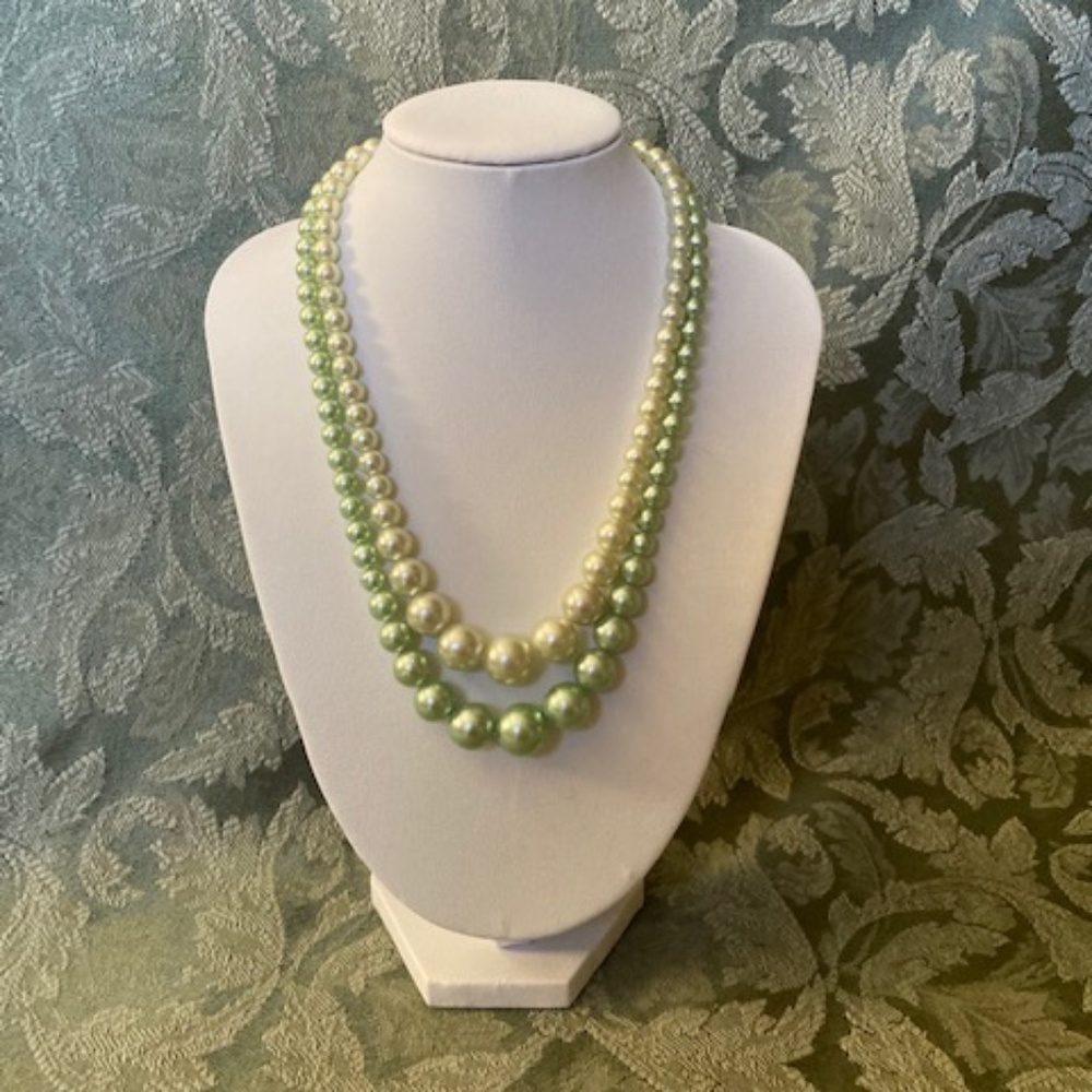 Vintage Two Strand Faux Pearl Necklace